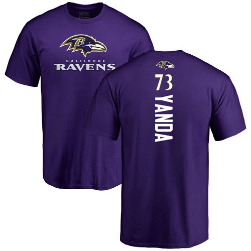 Men Baltimore Ravens Purple Marshal Yanda Backer NFL Football #73 T Shirt->baltimore ravens->NFL Jersey